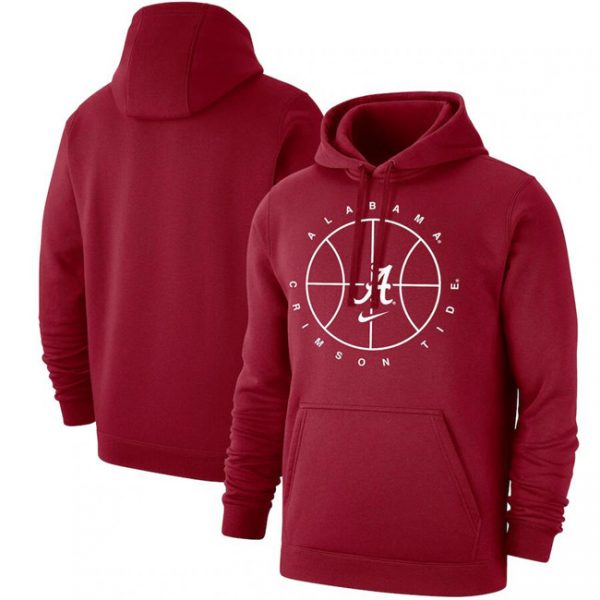 Men Alabama Crimson Tide Red Basketball Icon Club Fleece Pullover Hoodie