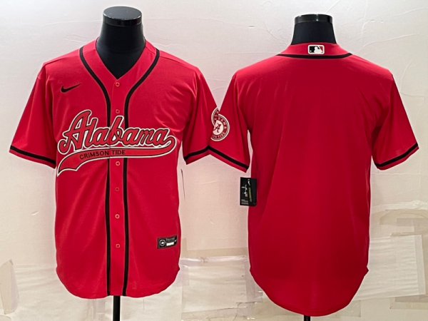 Men Alabama Crimson Tide Red With Patch Cool Base Stitched Baseball Jersey