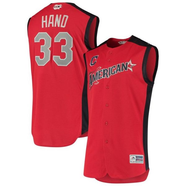 Men American League #33 Brad Hand Red 2019 All-Star Game Stitched Baseball Jersey