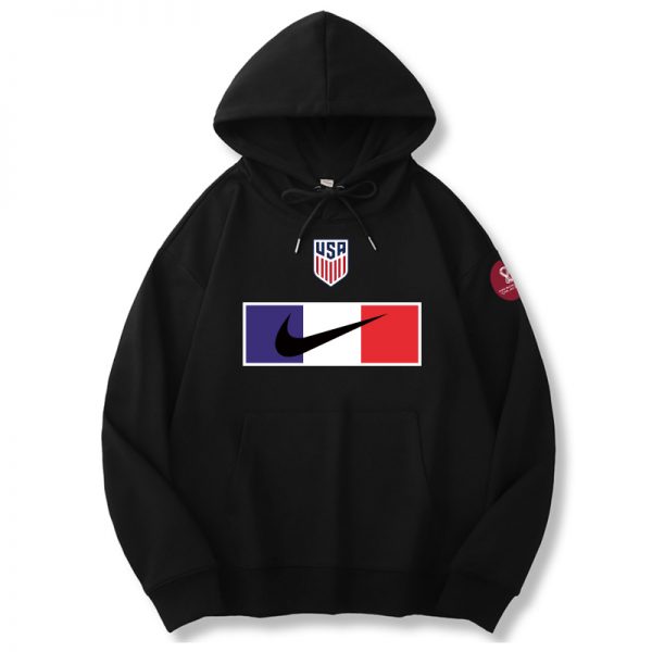 Men American World Cup Soccer Hoodie Black 001