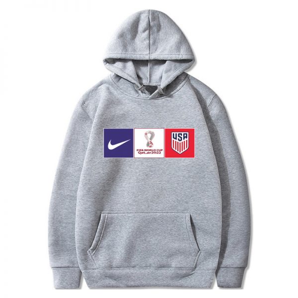 Men American World Cup Soccer Hoodie Grey