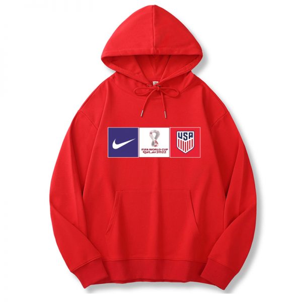 Men American World Cup Soccer Hoodie Red