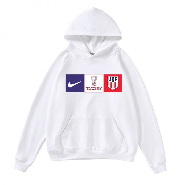 Men American World Cup Soccer Hoodie White