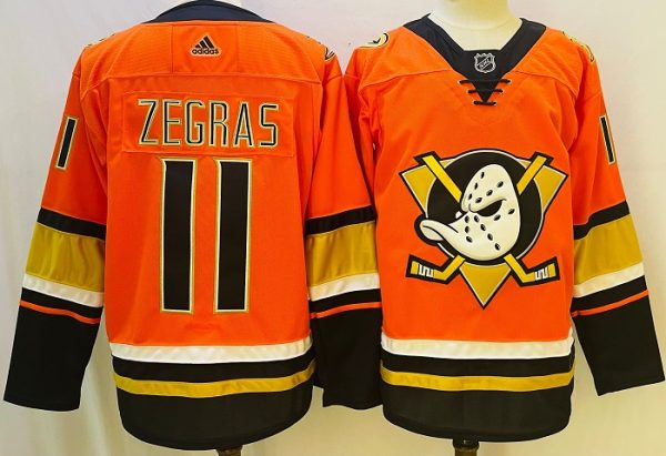 Men Anaheim Ducks #11 Trevor Zegras Orange Stitched Jersey