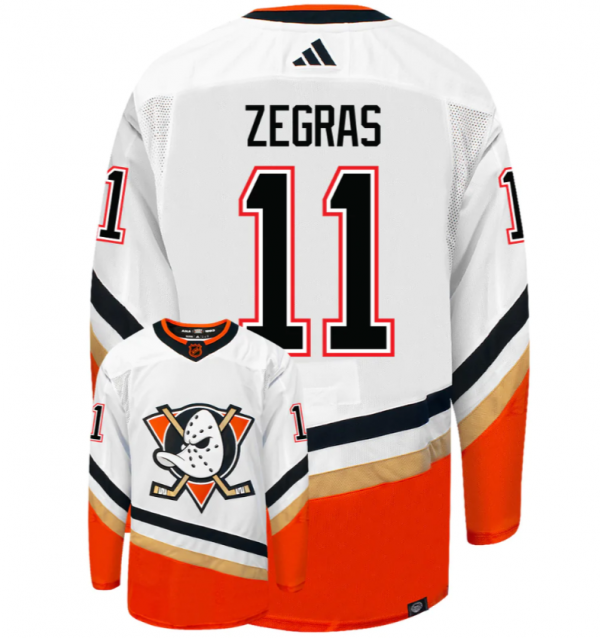 Men Anaheim Ducks #11 Trevor Zegras White 2022-23 Reverse Retro Stitched Jersey