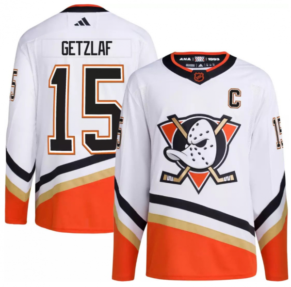 Men Anaheim Ducks #15 Ryan Getzlaf White 2022-23 Reverse Retro Stitched Jersey