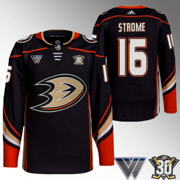 Men Anaheim Ducks #16 Ryan Strome Black 30th Anniversary Stitched Jersey