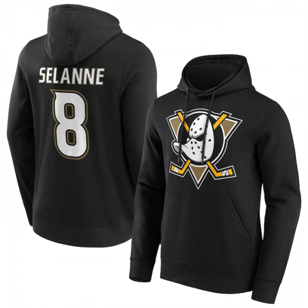 Men Anaheim Ducks #8 Teemu Selanne Black Pullover Hoodie