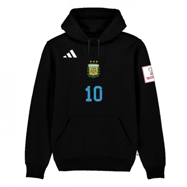 Men Argentina #10 Messi Black 2022 FIFA World Cup Soccer Hoodie 001