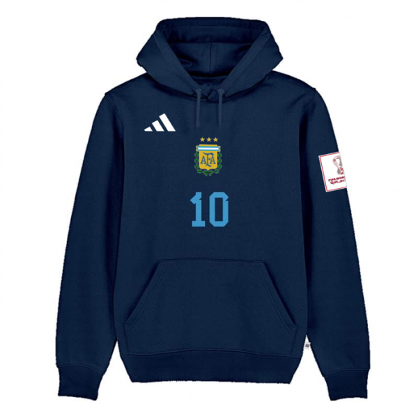 Men Argentina #10 Messi Navy 2022 FIFA World Cup Soccer Hoodie 001