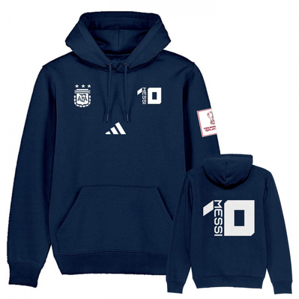 Men Argentina #10 Messi Navy 2022 FIFA World Cup Soccer Hoodie