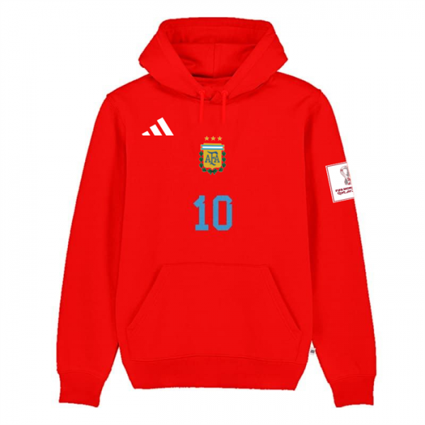 Men Argentina #10 Messi Red 2022 FIFA World Cup Soccer Hoodie 001