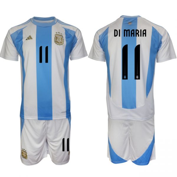 Men Argentina #11 Di maria White/Blue 2024-25 Home Soccer Jersey Suit
