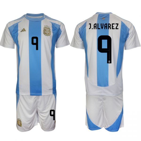 Men Argentina #9 Gabriel Batistuta White/Blue 2024-25 Home Soccer Jersey Suit