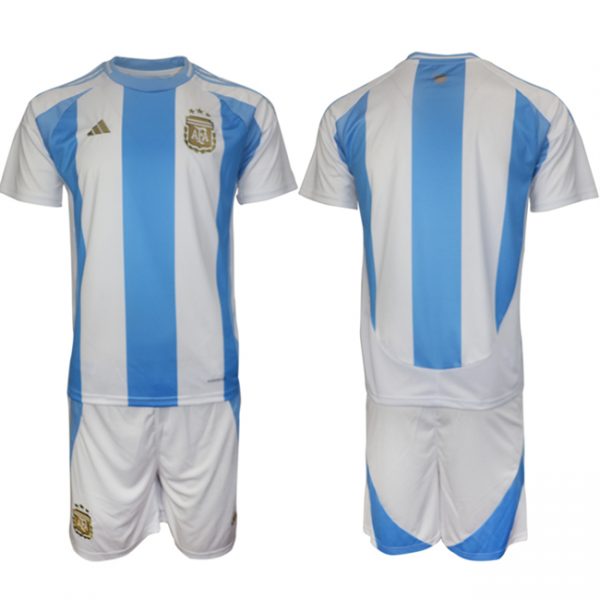 Men Argentina Blank White/Blue 2024-25 Home SoccerJersey Suit