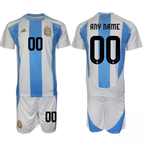 Argentina Custom White/Blue 2024-25 Home Soccer Jersey Suit