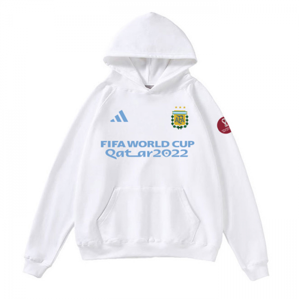 Men Argentina White 2022 FIFA World Cup Soccer Hoodie