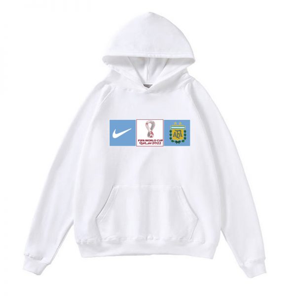 Men Argentina World Cup Soccer Hoodie White