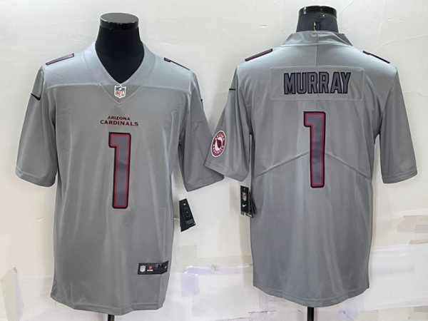 Men Arizona Cardinals #1 Kyler Murray Grey With Patch Atmosphere Fashion Stitched Jersey