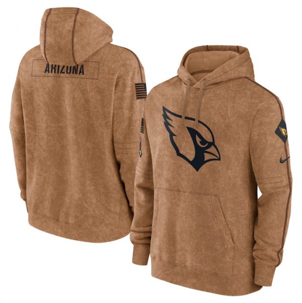 Men Arizona Cardinals 2023 Brown Salute to Service Pullover Hoodie