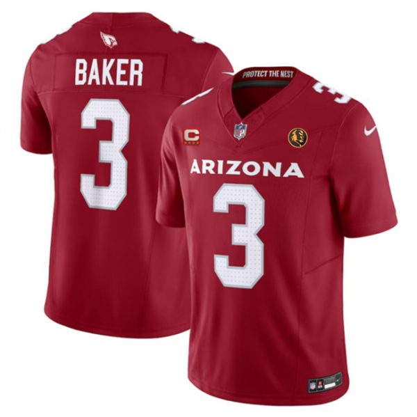 Men Arizona Cardinals #3 Budda Baker Red 2023 F.U.S.E. With 4-Star C Patch And With John Madden Patch Vapor Limited Stitched Football Jersey