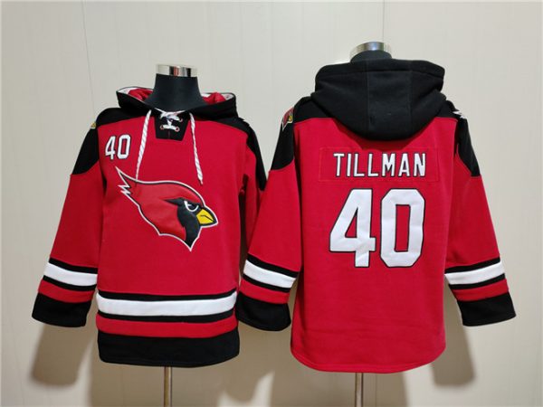 Men Arizona Cardinals #40 Pat Tillman Red Ageless Must-Have Lace-Up Pullover Hoodie