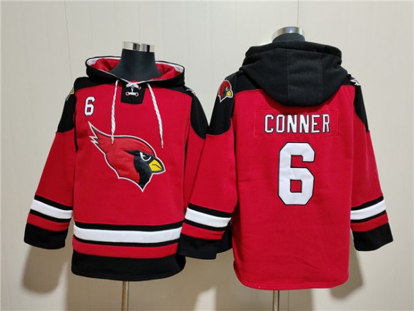 Men Arizona Cardinals #6 James Conner Red Ageless Must-Have Lace-Up Pullover Hoodie