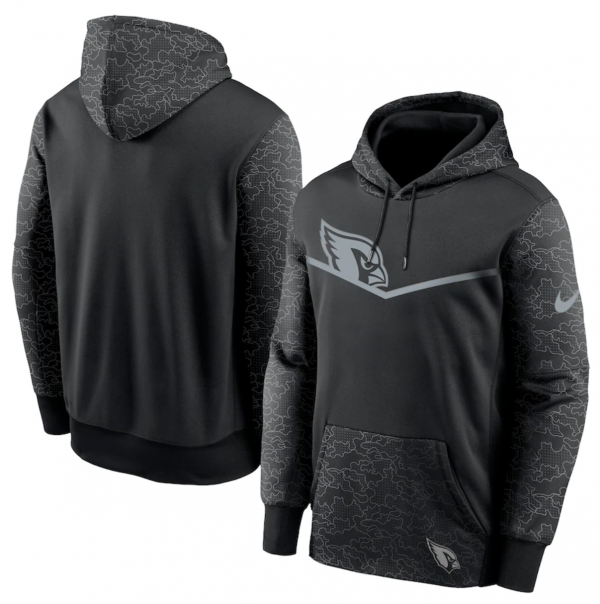 Men Arizona Cardinals Black Reflective Therma Hoodie