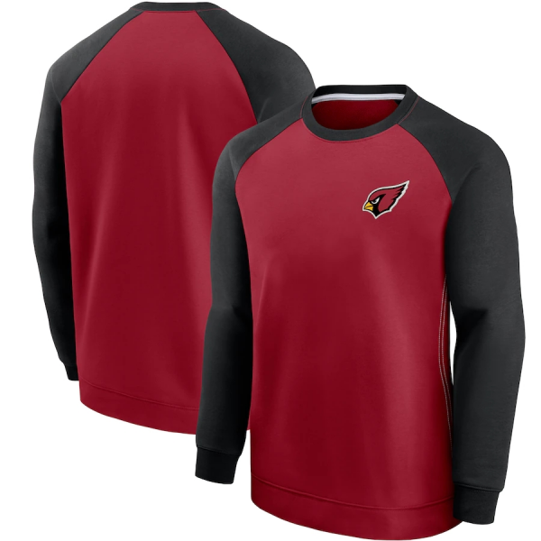 Men Arizona Cardinals Red/Black Historic Raglan Crew Performance Sweater