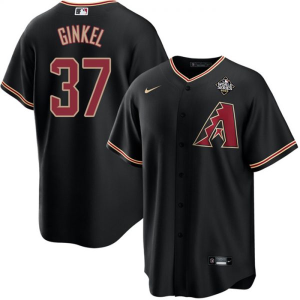 Men Arizona Diamondbacks #37 Kevin Ginkel Black 2023 World Series Cool Base Stitched Baseball Jersey