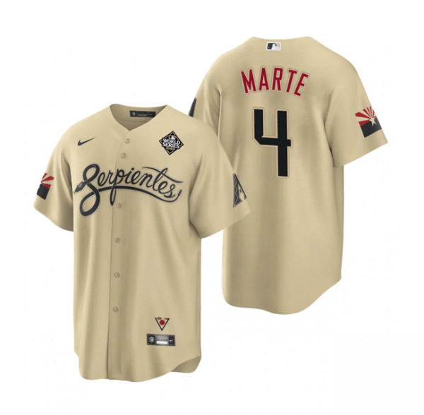 Men Arizona Diamondbacks #4 Ketel Marte Gold City Connect Cool Base Stitched Baseball Jersey