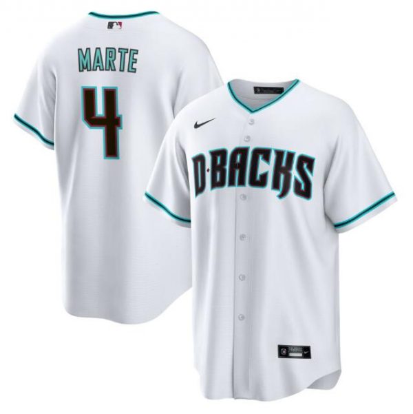 Men Arizona Diamondbacks #4 Ketel Marte White Cool Base Stitched Baseball Jersey