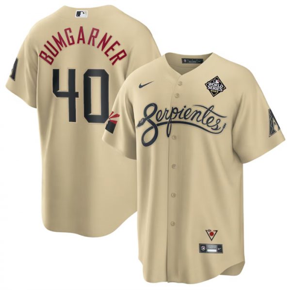Men Arizona Diamondbacks #40 Madison Bumgarner Gold 2023 World Series City Connect Cool Base Stitched Baseball Jersey