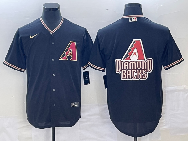 Men Arizona Diamondbacks Black Team Big Logo Cool Base Stitched Baseball Jersey