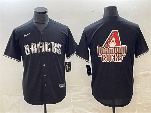 Men Arizona Diamondbacks Black Team Big Logo Cool Base Stitched Baseball Jersey