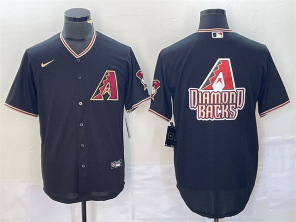 Men Arizona Diamondbacks Black Team Big Logo Cool Base Stitched Baseball Jersey