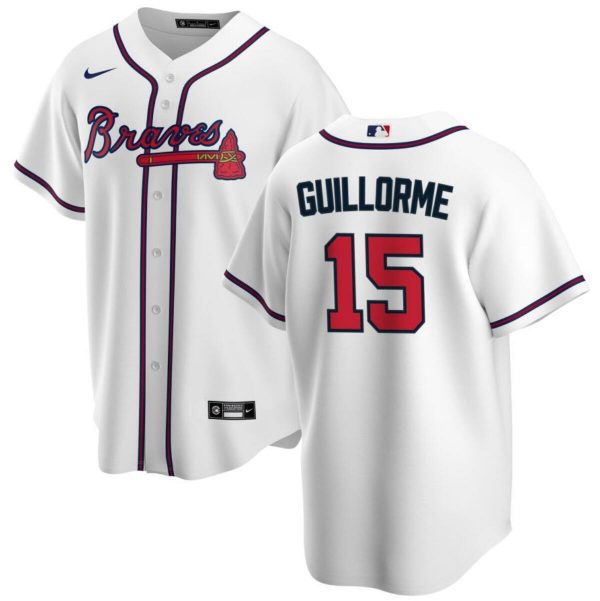 Men Atlanta Braves #15 Luis Guillorme White Cool Base Stitched Baseball Jersey
