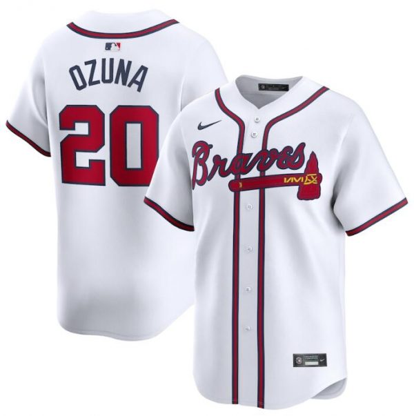 Men Atlanta Braves #20 Marcell Ozuna White 2024 Home Limited Stitched Baseball Jersey