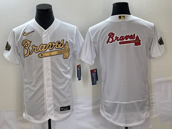 Men Atlanta Braves 2022 All-Star White Team Big Logo Flex Base Stitched Jersey