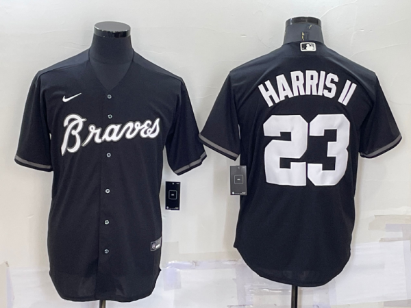 Men Atlanta Braves #23 Michael Harris II Black Cool Base Stitched Baseball Jersey