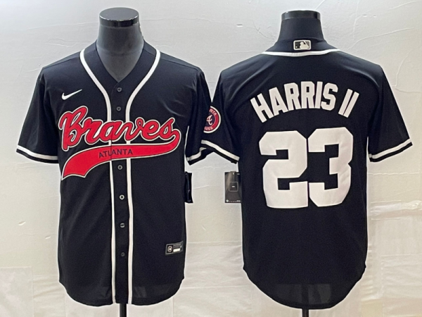 Men Atlanta Braves #23 Michael Harris II Black Cool Base Stitched Baseball Jersey