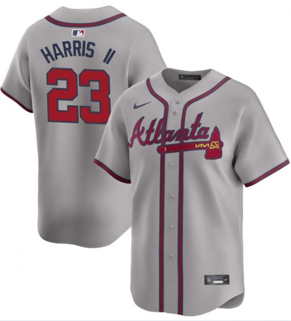 Men Atlanta Braves #23 Michael Harris II Grey 2024 Away Limited Stitched Baseball Jersey