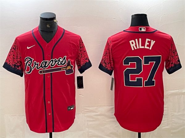Men Atlanta Braves #27 Austin Riley Red City Connect Cool Base Stitched Baseball Jersey