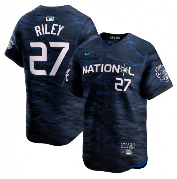 Men Atlanta Braves #27 Austin Riley Royal 2023 All-star Cool Base Stitched Baseball Jersey