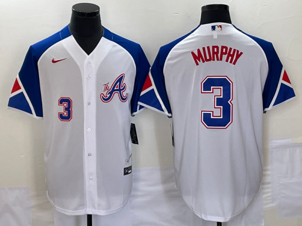Men Atlanta Braves #3 Dale Murphy White 2023 City Connect Cool Base With Patch Stitched Baseball Jersey