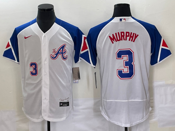 Men Atlanta Braves #3 Dale Murphy White 2023 City Connect Flex Base Stitched Jersey