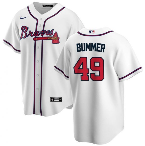 Men Atlanta Braves #49 Aaron Bummer White Cool Base Stitched Baseball Jersey