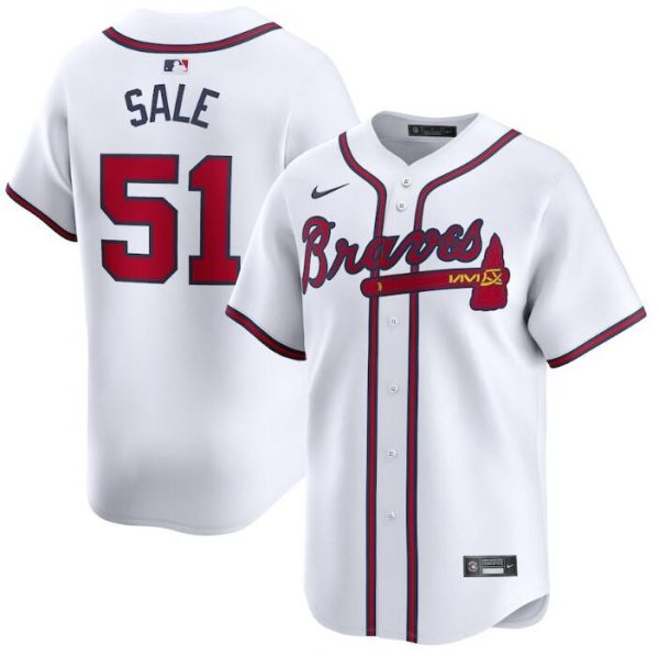 Men Atlanta Braves #51 Chris Sale White 2024 Home Limited Stitched Baseball Jersey