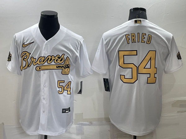 Men Atlanta Braves #54 Max Fried 2022 All-Star White Cool Base Stitched Baseball Jersey