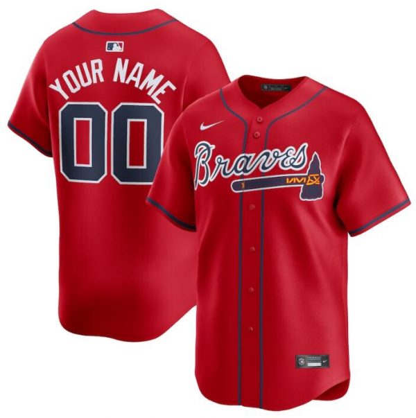Atlanta Braves Customized Red 2024 Alternate Limited Stitched Baseball Jersey